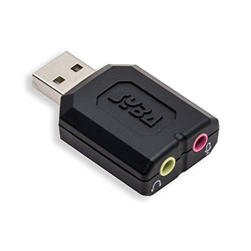 Syba Externer USB-Stereo-Sound-Adapter für Windows, Mac, Linux, zusätzliche Audioquelle mit 3,5-mm-Audio-Mikrofon-Buchse, C-Media-Chipsatz von Syba