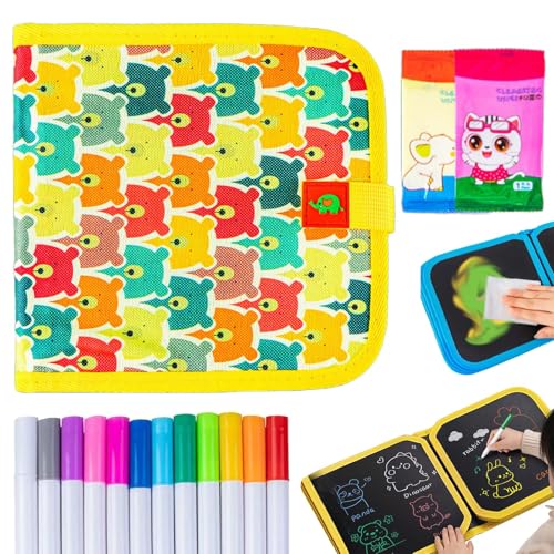 Portable Erasable Graffiti Drawing Book, Reusable Double-Sided Erasable Graffiti Book, Erasable Doodle Books for Kids, Magic Drawing Pad with 12 Watercolor Pens 14 Page Drawing (Bear) von Syeefula