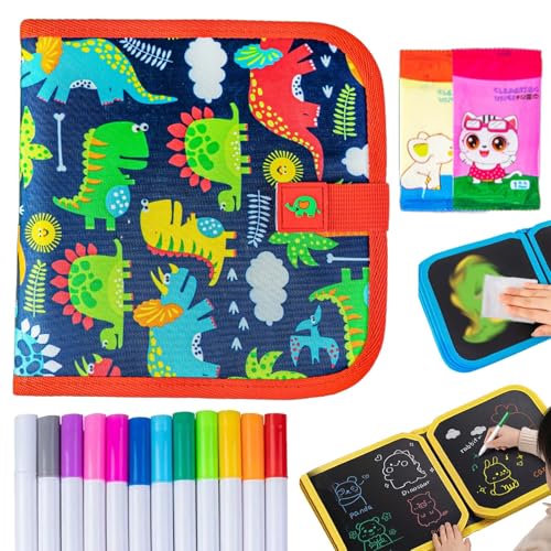 Portable Erasable Graffiti Drawing Book, Reusable Double-Sided Erasable Graffiti Book, Erasable Doodle Books for Kids, Magic Drawing Pad with 12 Watercolor Pens 14 Page Drawing (Red) von Syeefula