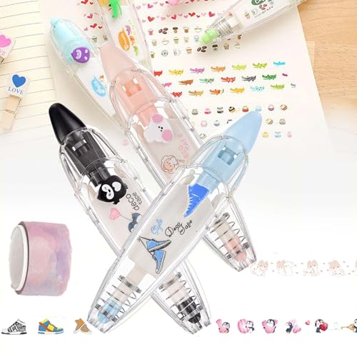 Syeefula Animal Press Type Decorative Pens, DIY Cute Animals Press Type Decorative Pen, Infinite Decorative Pens for Scrapbooking, Creative Cartoon Lace Correction Tape Decorative Tape Pen (3PCS-K) von Syeefula