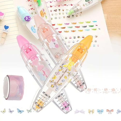 Syeefula Animal Press Type Decorative Pens, DIY Cute Animals Press Type Decorative Pen, Infinite Decorative Pens for Scrapbooking, Creative Cartoon Lace Correction Tape Decorative Tape Pen (3PCS-L) von Syeefula