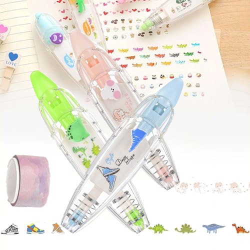 Syeefula Animal Press Type Decorative Pens, DIY Cute Animals Press Type Decorative Pen, Infinite Decorative Pens for Scrapbooking, Creative Cartoon Lace Correction Tape Decorative Tape Pen (3PCS-M) von Syeefula
