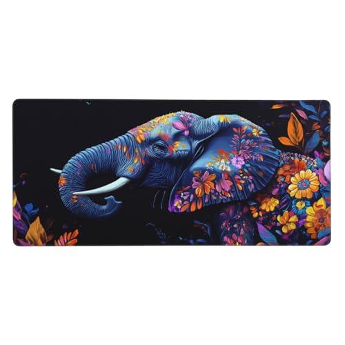 Gaming Mauspad XXL 1200 x 600 mm, Farbe Mousepad Elefant Desk Mat mit Vernähte Kanten, WassXerdicht Anti-Rutsch Tastatur Unterlage, Verbessert Präzision und Geschwindigkei Mauspads für Gamer -Y1220 von Syiboo