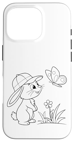 Hase Häschen mit Kappe Kindermotiv Osterhase zum Ausmalen Hülle für iPhone 16 Pro Hase Häschen mit Kappe Kindermotiv Osterhase zum Ausmalen Hülle für iPhone 16 Pro von SylColor Namensgeschenke mit Aufdruck zum Malen