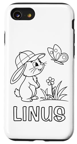 Linus Name Hase Häschen Osterhase zum Ausmalen Jungenname Hülle für iPhone SE (2020) / 7 / 8 von SylColor Namensgeschenke mit Aufdruck zum Malen