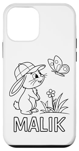 Malik Name Hase Häschen Osterhase zum Ausmalen Jungenname Hülle für iPhone 12 mini von SylColor Namensgeschenke mit Aufdruck zum Malen