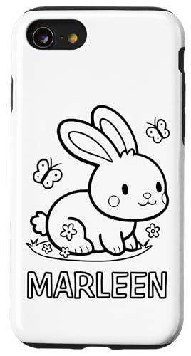Marleen Name Hase Häschen Osterhase zum Ausmalen Mädchenname Hülle für iPhone SE (2020) / 7 / 8 von SylColor Namensgeschenke mit Aufdruck zum Malen