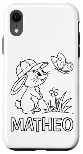 Matheo Name Hase Häschen Osterhase zum Ausmalen Jungenname Hülle für iPhone XR Matheo Name Hase Häschen Osterhase zum Ausmalen Jungenname Hülle für iPhone XR von SylColor Namensgeschenke mit Aufdruck zum Malen