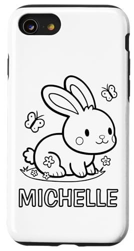 Michelle Name Hase Häschen Osterhase zum Ausmalen Hülle für iPhone SE (2020) / 7 / 8 von SylColor Namensgeschenke mit Aufdruck zum Malen