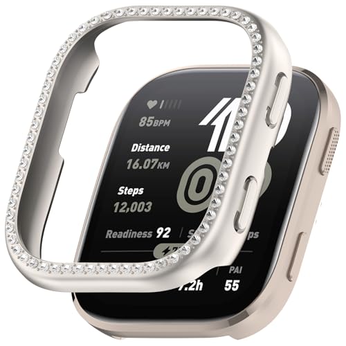 Sylphicryst Lochgehäuse mit Einzelreihen-Strass Kompatibel mit Amazfit Bip 6 (A2435) | Ultra-leichte PC-Schutzhülle,Armbanduhr-Hülle,Smartwatch-Zubehör Schutzcase von Sylphicryst