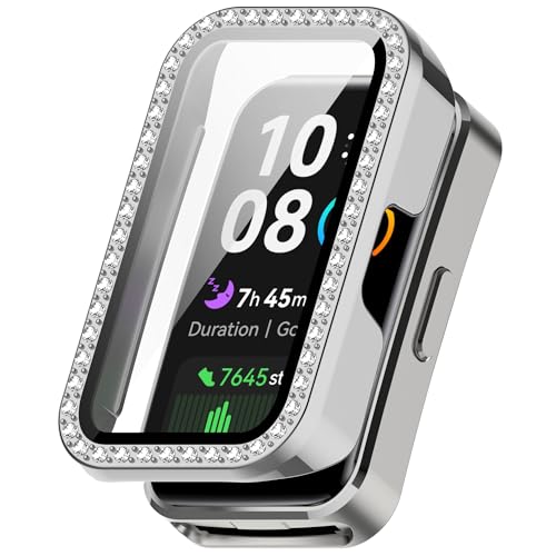 Sylphicryst Rhinestone-Hülle mit integriertem Bildschirmschutz kompatibel mit Huawei Band 10/10 NFC/9/9 NFC/8/8 NFC - Funkelnde PC-Hülle [Snap-On-Design, Kratzfest] von Sylphicryst