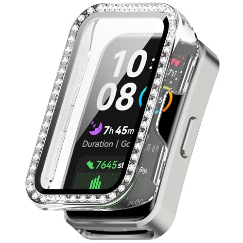 Sylphicryst Rhinestone-Hülle mit integriertem Bildschirmschutz kompatibel mit Huawei Band 10/10 NFC/9/9 NFC/8/8 NFC - Funkelnde PC-Hülle [Snap-On-Design, Kratzfest] von Sylphicryst