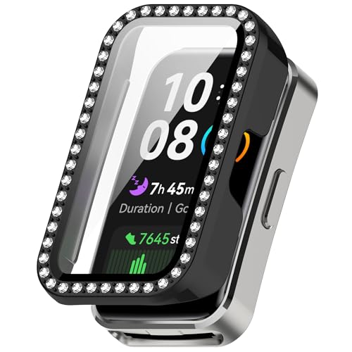 Sylphicryst Rhinestone-Hülle mit integriertem Bildschirmschutz kompatibel mit Huawei Band 10/10 NFC/9/9 NFC/8/8 NFC - Funkelnde PC-Hülle [Snap-On-Design, Kratzfest] von Sylphicryst