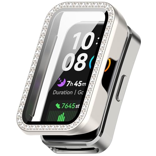 Sylphicryst Rhinestone-Hülle mit integriertem Bildschirmschutz kompatibel mit Huawei Band 10/10 NFC/9/9 NFC/8/8 NFC - Funkelnde PC-Hülle [Snap-On-Design, Kratzfest] von Sylphicryst