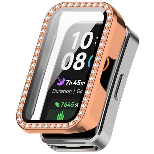 Sylphicryst Rhinestone-Hülle mit integriertem Bildschirmschutz kompatibel mit Huawei Band 10/10 NFC/9/9 NFC/8/8 NFC - Funkelnde PC-Hülle [Snap-On-Design, Kratzfest] von Sylphicryst