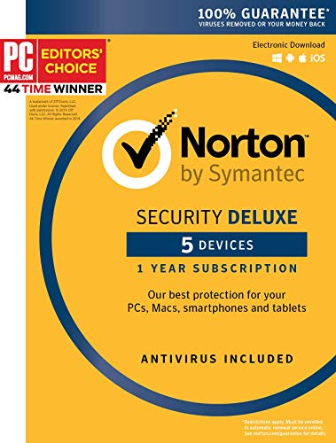 Norton Security Deluxe - 5 Devices - 1 Year Subscription - Product Key Card - 2019 Ready von Symantec