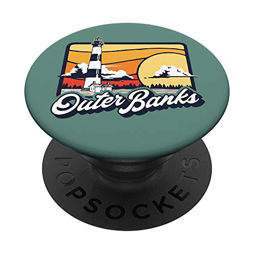 Outer Banks Lighthouse Bodie Island Vintage Carolina Beach PopSockets PopGrip: Ausziehbarer Sockel und Griff für Handys/Tablets mit Tauschbarem Top von Symbiosis Supply Co.