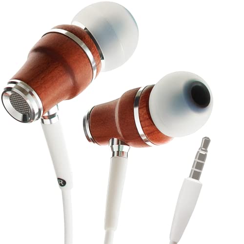 Symphonized® In Ear Kopfhörer mit Kabel und Mikrofon HD, Premium Noise Cancelling kopfhoerer In Ear, 8-mm-Bass, 3D-Sound aus Bubinga-Holz, Lautstärkeregler für Mobilgeräte, PCs und Tablets. NRG von Symphonized