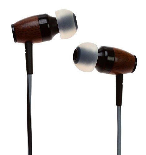Symphonized DRM Premium Echtholz Geräuschreduzierende in-Ear Kopfhörer mit Mikrofon, Schwarz/Grau von Symphonized
