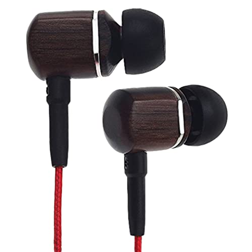 Symphonized MTRX Premium In-Ear-Kopfhörer aus echtem Holz mit Mikrofon und Nylonkabel (rot) von Symphonized