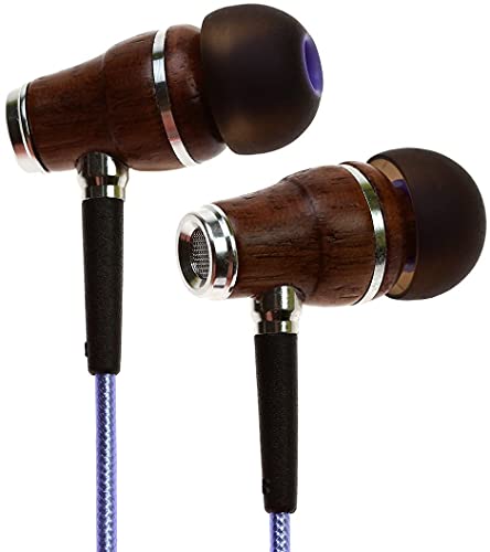 Symphonized NRG 2.0 Premium IN Ear KOPFHÖRER Ohrhörer aus edlem Holz und Mikrofon - Geräuschisolierende Ohrstöpsel für Zuhause und Unterwegs, perfekt zum Musikhören oder beim Sport (Lila) von Symphonized
