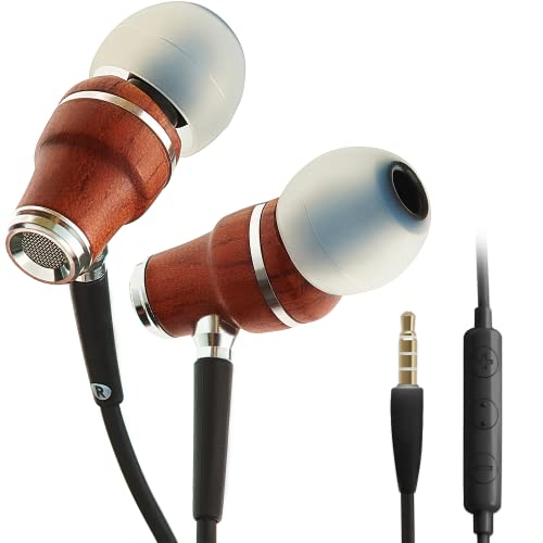 Symphonized NRG X In-Ear-KOPFHÖRER – Premium Ohrhörer aus Edelholz, mit Mikrofon und Lautstärkeregler – Geräuschisolierende Ohrstöpsel für Zuhause und unterwegs (Schwarz) von Symphonized