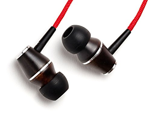 Symphonized XTC Premium IN Ear KOPFHÖRER Ohrhörer mit edlem Holz und Mikrofon - Geräuschisolierende Ohrstöpsel für Zuhause und unterwegs, perfekt beim Musikhören oder Sport (Rot) von Symphonized