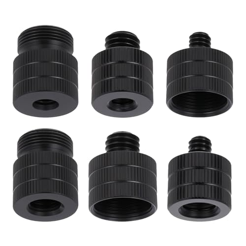 6 x Mikrofonständer-Adapter, Mikrofon-Schraubadapter, schwarze Aluminiumlegierung, Kameraständer-Adapter für alle Arten von Stativen Mikrofonständern Galgenarm Kamerastativ 6 x Mikrofonständer-Adapter, Mikrofon-Schraubadapter, schwarze Aluminiumlegierung, Kameraständer-Adapter für alle Arten von Stativen Mikrofonständern Galgenarm Kamerastativ von SynHHergyx