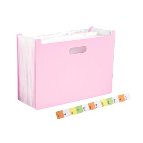 Erweitern Dateiordner Erweiterbarer Akkordeon-Ordner, A4-Aktenordner, Dokumenten-Organizer, max. 2000 Blatt, tragbare Griffe for Schule, Büro, Zuhause Dokumentenmappe(Pink) von SynapSYA