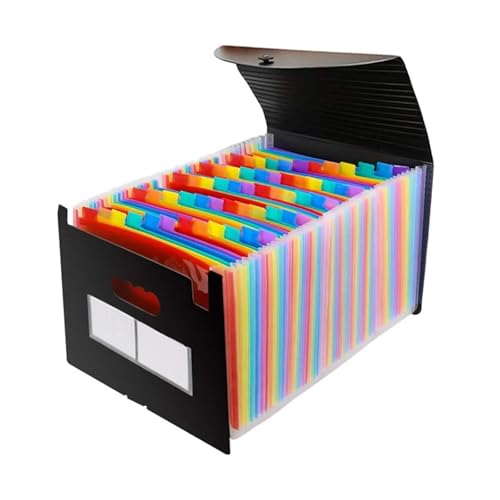 Erweitern Dateiordner Tragbarer A4-Aktenordner mit 24 Fächern, mehrschichtig, regenbogenfarben, solide, erweiterbare Organtasche for Arbeiter, Lehrer, Frauen Dokumentenmappe(24 Pockets Colorful) von SynapSYA