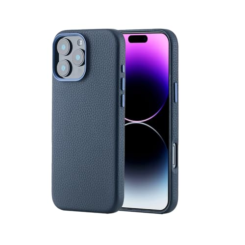 Lederhülle für iPhone 16 Pro Max Case Kompatibel mit MagSafe - Stilvolle Handyhülle aus Litchi-Narben Rindsleder mit Schützendem Weichem Innenfutter, Metallknöpfen und Kamerarahmen, 6,9 Zoll Lederhülle für iPhone 16 Pro Max Case Kompatibel mit MagSafe - Stilvolle Handyhülle aus Litchi-Narben Rindsleder mit Schützendem Weichem Innenfutter, Metallknöpfen und Kamerarahmen, 6,9 Zoll von Synchro Bands