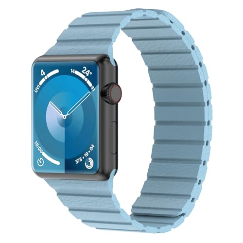 Synchro Bands Kompatibel mit Apple Watch Armband Magnetisch 38mm 40mm 41mm 42mm 44mm 45mm 49mm,Lederband Ersatzarmband Herren Damen Armbands für iWatch Series Ultra 9 8 7 6 5 4 3 2 1 SE von Synchro Bands