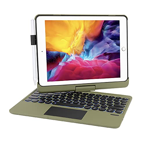 SYNCHRO Hülle für iPad mit QWERTY Tastatur für 9.7 iPad 2018 (6. Generation)- iPad 2017 (5. Generation)- iPad Pro 9.7- iPad Air 2&1-360⁰ drehbar Tastatur mit TrackPad Touchpad Apple Pencil Stifthalter von Synchro