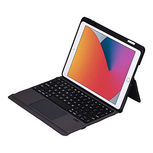 Synchro iPad Hülle mit QWERTY Tastatur Trackpad und Stifthalter iPad Hülle 9. 8. 7. Generation 10,2/10,5 Zoll-iPad Air Gen 3-Hülle iPad Pro 10.5 Cleveres Touchpad mit Tastatur Folio Book 7 8 9 iPad von Synchro