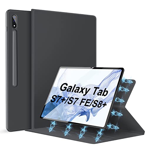 Syndrruce Magnetische Schutzhülle für Samsung Galaxy Tab S7+/S7 FE/S8 + 12,4 Zoll, schlanke, leichte Schutzhülle mit S-Stifthalter, für Samsung Tablet S7 Plus/S7 FE/S8 Plus 31,5 cm (12,4 Zoll), von Syndrruce