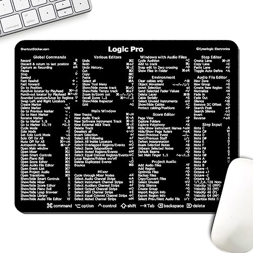 SYNERLOGIC Logic Pro Keyboard Shortcut Reference Guide Mousepad - Black - Premium Laminated Non-Slip Rubber SYNERLOGIC Logic Pro Keyboard Shortcut Reference Guide Mousepad - Black - Premium Laminated Non-Slip Rubber von Synerlogic