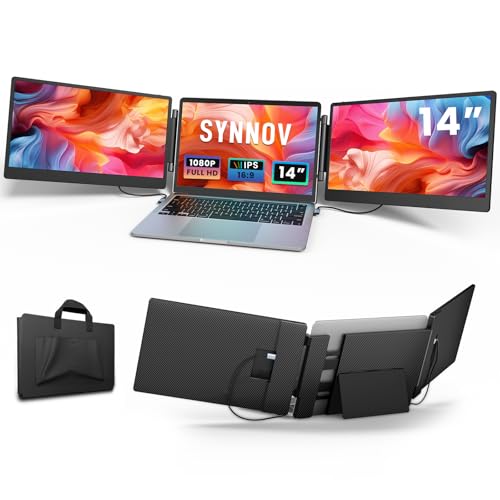 Laptop Bildschirm Erweiterung,14" 1080P Dreifacher tragbarer Laptop Screen Extender für 13 bis 16,5 Zoll Laptops mit Standfuß,2 Monitoren und integrierten Lautsprechern,für MacOS/Windows/Chrome/Dex Laptop Bildschirm Erweiterung,14" 1080P Dreifacher tragbarer Laptop Screen Extender für 13 bis 16,5 Zoll Laptops mit Standfuß,2 Monitoren und integrierten Lautsprechern,für MacOS/Windows/Chrome/Dex von Synnov