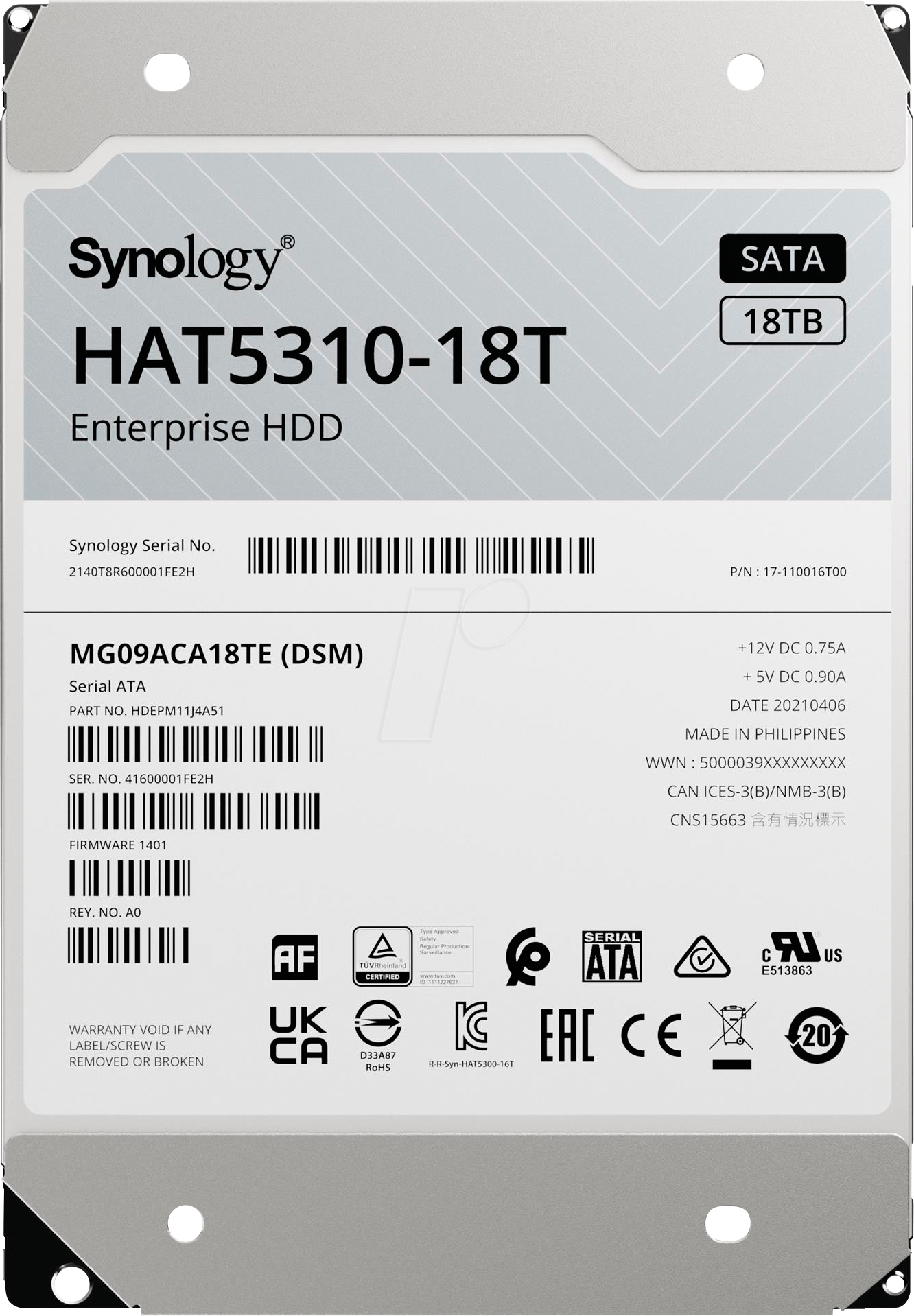 SYNOLOGY HAT-18T - NAS SAS, Festplatte, 18 TB von Synology