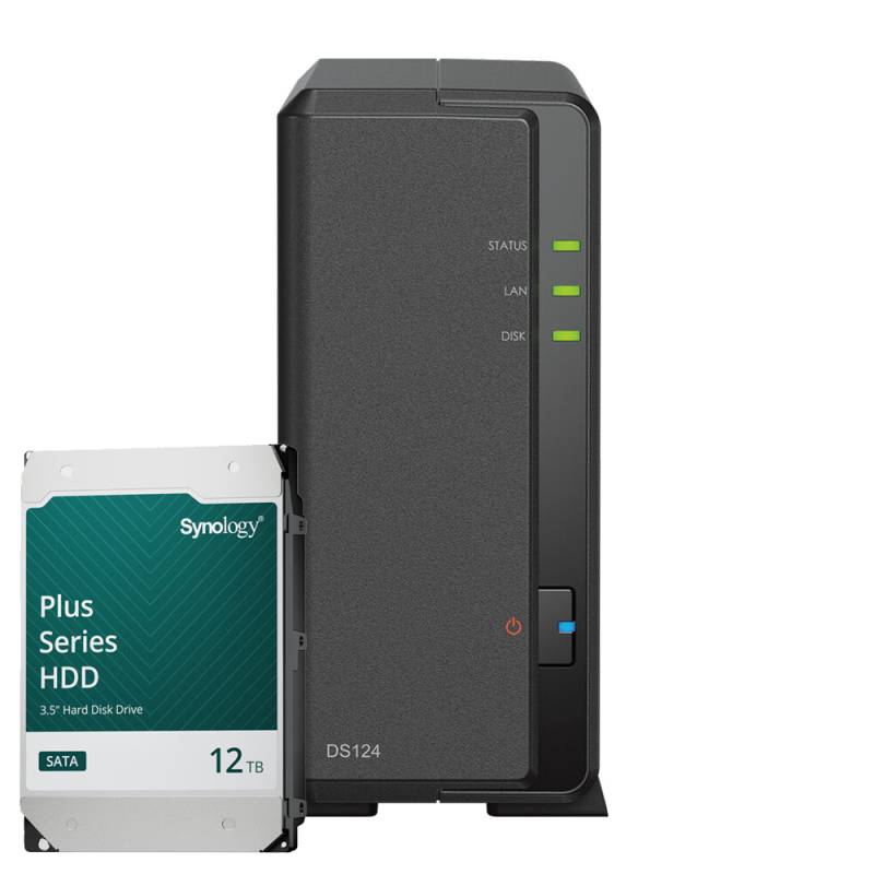 Synology DS124 12TB Synology Plus HDD NAS-Bundle NAS inkl. 1x 12TB Synology Plus HDD 3.5 Zoll SATA von Synology