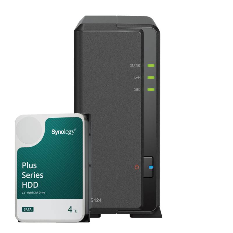 Synology DS124 4TB Synology Plus HDD NAS-Bundle NAS inkl. 1x 4TB Synology Plus HDD 3.5 Zoll SATA von Synology