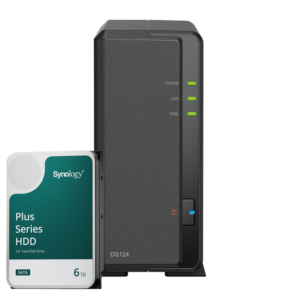 Synology DS124 6TB Synology Plus HDD NAS-Bundle NAS inkl. 1x 6TB Synology Plus HDD 3.5 Zoll SATA Festplatte von Synology