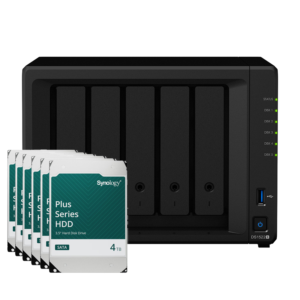 Synology DS1522+ 20TB Plus HDD NAS-Bundle NAS inkl. 5x 4TB Synology Plus HDD 3.5 Zoll SATA Festplatte Synology DS1522+ 20TB Plus HDD NAS-Bundle NAS inkl. 5x 4TB Synology Plus HDD 3.5 Zoll SATA Festplatte von Synology