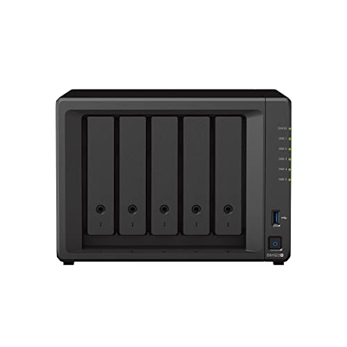 Synology DS1522+ 5-Bay DiskStation NAS AMD Ryzen R1600 8GB Ram 4xRJ-45 1GbE LAN-Port, Bundle mit 5x14TB WD Red Plus HDDs von Synology