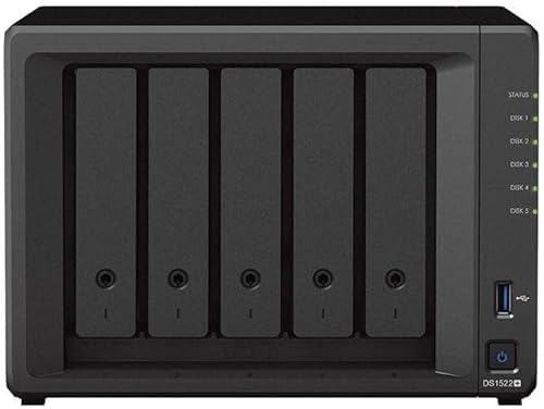 Synology DS1522+ 70TB 5 Bay Desktop NAS-Lösung, installiert mit 5 x 14TB Western Digital Red Plus Laufwerken von Synology