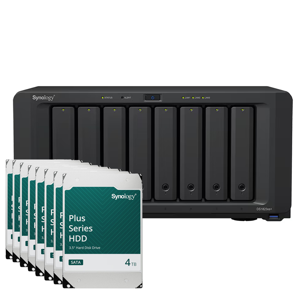 Synology DS1823xs+ 32TB Plus HDD NAS-Bundle NAS inkl. 8x 4TB Synology Plus HDD 3.5 Zoll SATA Festplatte von Synology