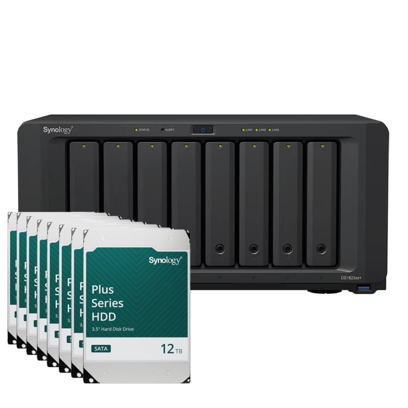 Synology DS1823xs+ 96TB Plus HDD NAS-Bundle NAS inkl. 8x 12TB Synology Plus HDD 3.5 Zoll SATA Festplatte von Synology