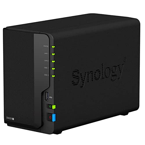 Synology DS220+ 12TB 2 Bay Desktop NAS System, installiert mit 2 x 6TB Toshiba N300 Festplatten von Synology