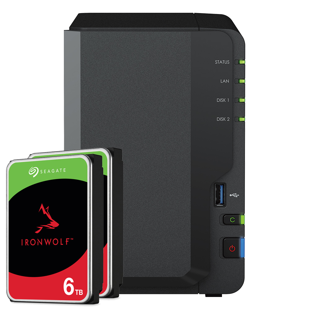 Synology DS223 12TB Seagate IronWolf NAS-Bundle NAS inkl. 2x 6TB Seagate IronWolf 3.5 Zoll SATA Festplatte von Synology