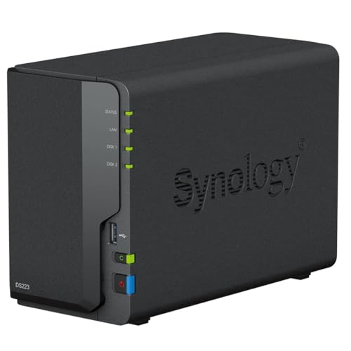 Synology DS223 2-Bay Diskstation NAS (Realtek RTD1619B Quad-Core 2GB Ram 1xRJ-45 1GbE LAN-Port), Schwarz von Synology