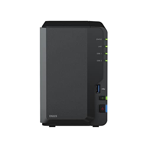 Synology DS223 2-Bay Diskstation NAS (Realtek RTD1619B Quad-Core 2GB Ram 1xRJ-45 1GbE LAN-Port) 16TB Bundle mit 2 x 8TB Seagate IronWolf NAS HDDs von Synology